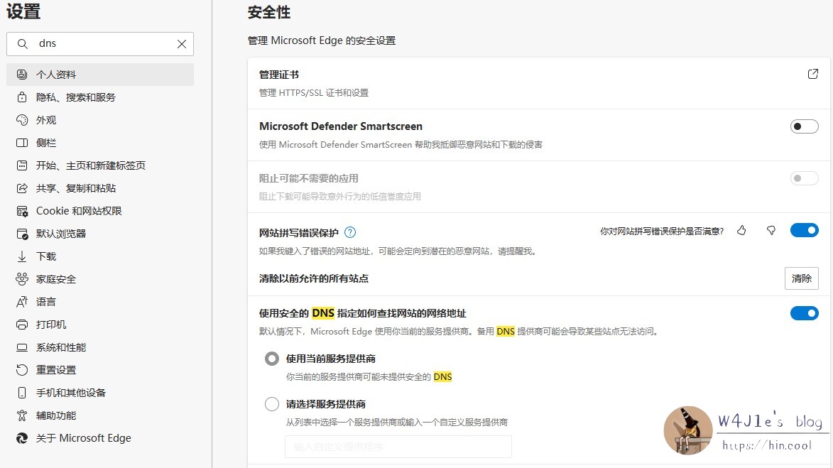 edge安全dns设置